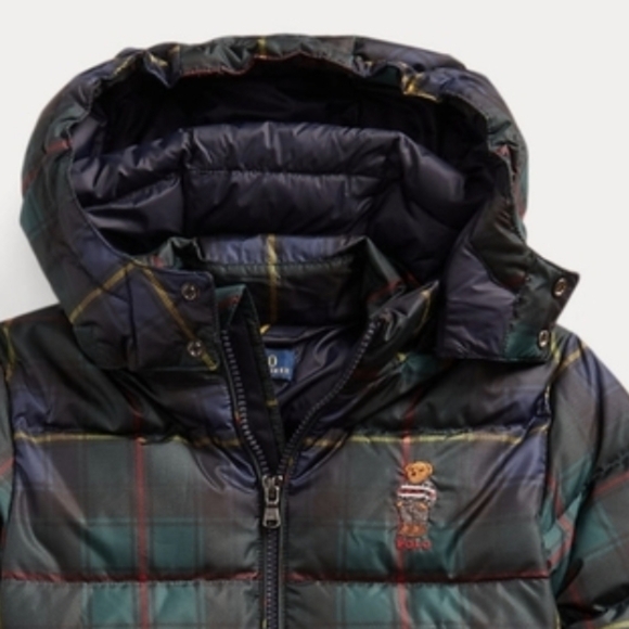 Polo Ralph Lauren Polo Bear Water-Repellent 650 Duck Down Tartan Puffer Jacket - Picture 12 of 12
